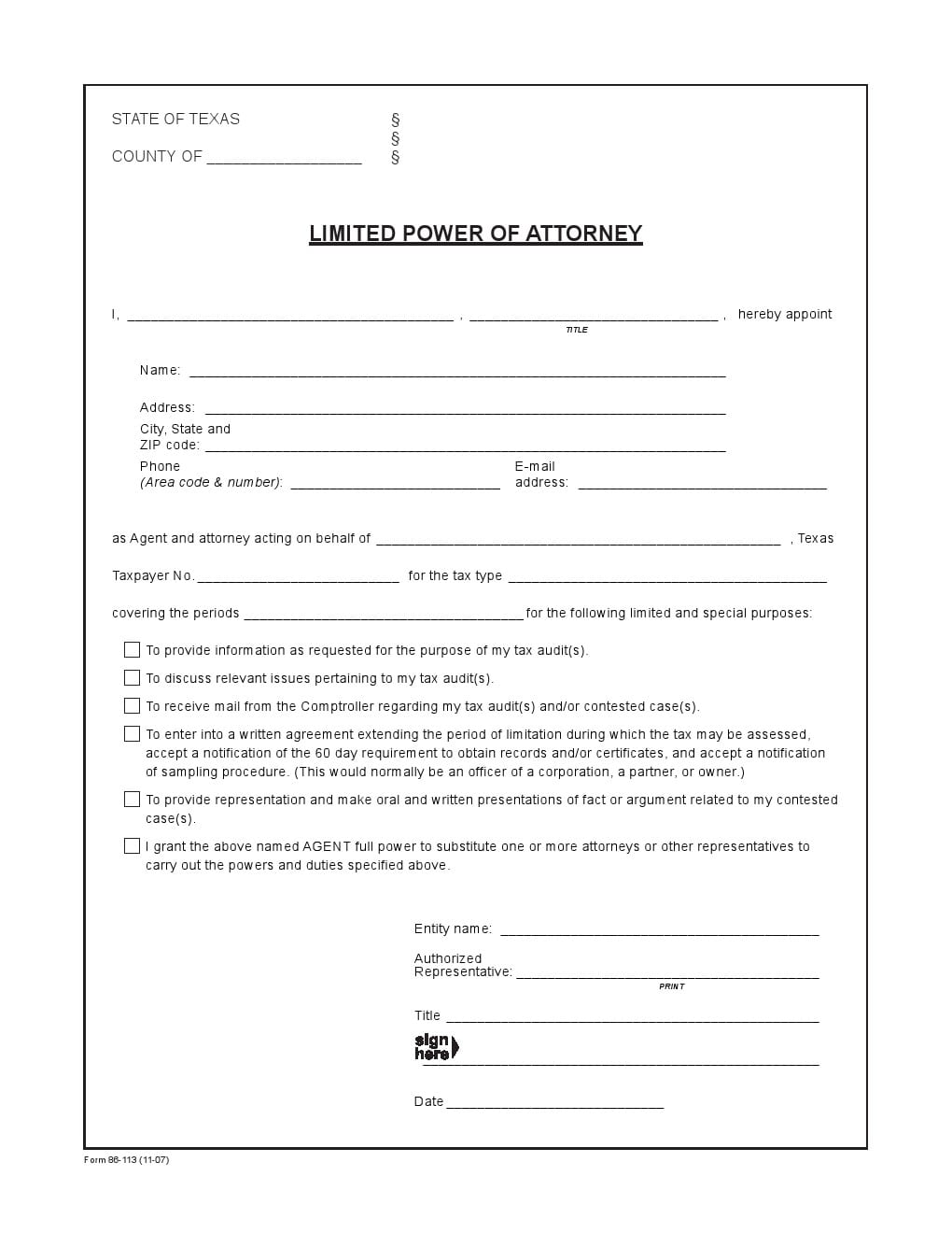 Free Printable General Power Of Attorney Form Texas 2883